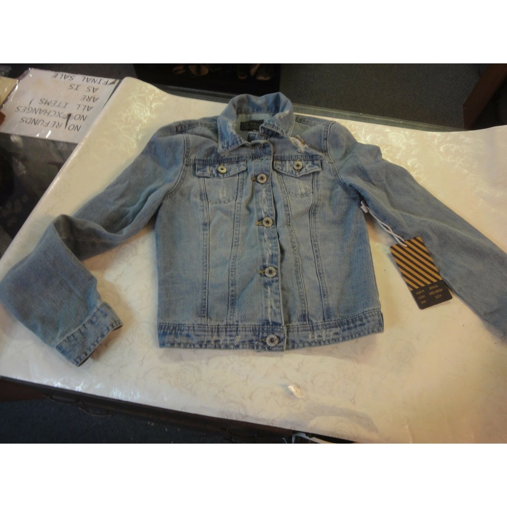 Ci‎ Sono juniors Small distressed button up denim jean jacket NWT